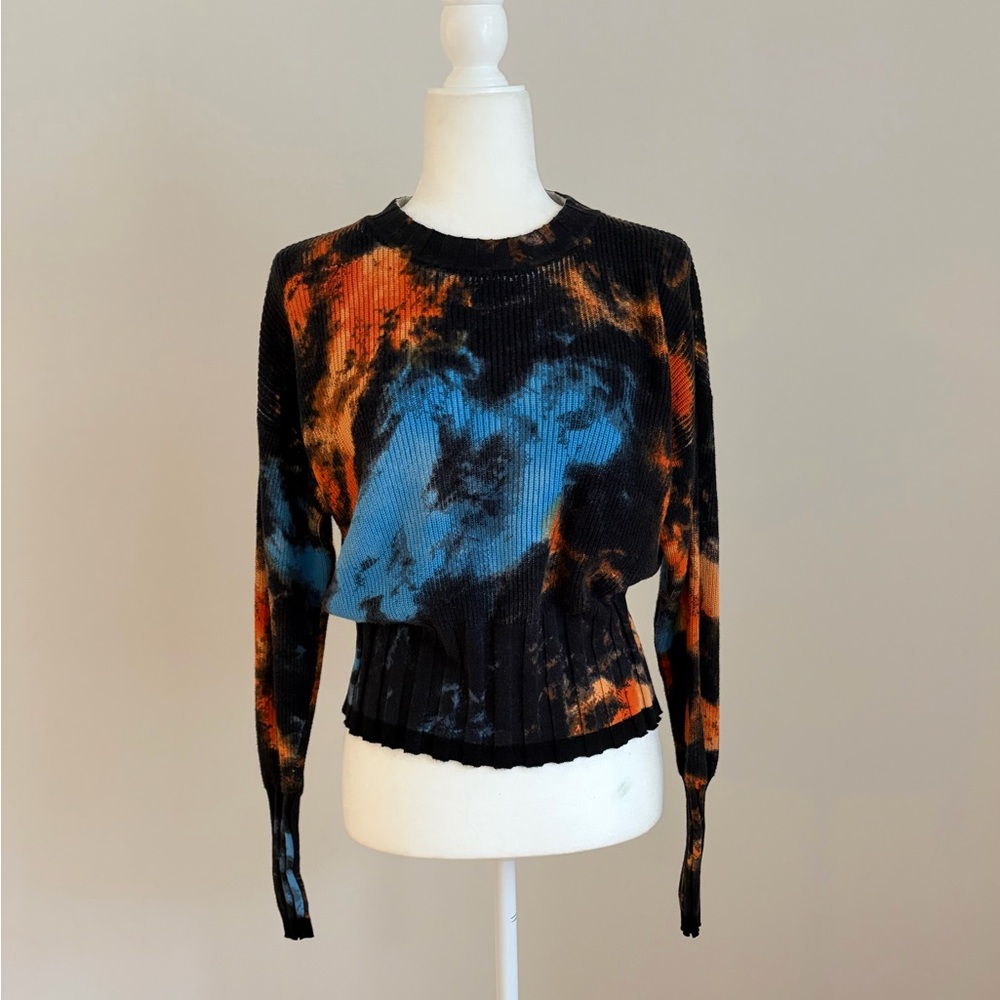 Whisper by Brodie Tie-Dye Long Sleeve Cotton/Nylon/Silk Blend Sweater S